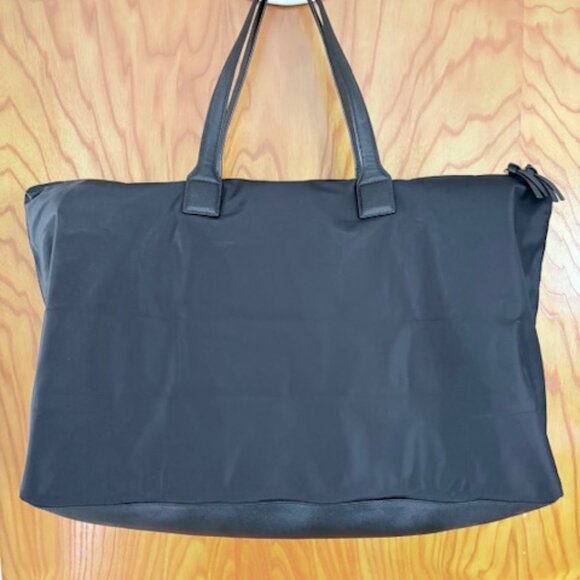 Tory Burch Nylon & Saffiano Leather Packable Travel Zip Tote - Black - Large - Picture 2 of 5